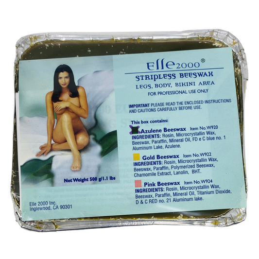 Elle 2000 Stripless Azulene Beeswax for Legs, Body & Bikini Area 500g/1.1lbs (W924)