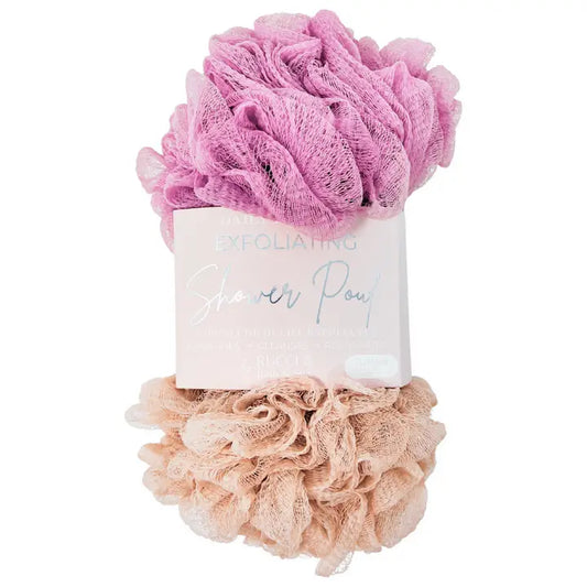 Bath Shower Loofah Sponge Pouf Body Scrubber Exfoliator Set (2 pcs)