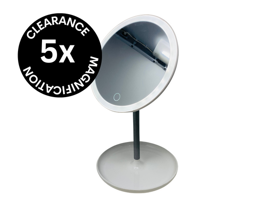 CLEARANCE 1X White LED Table Top Mirror (11"H x 5.25"D) - OXCLR02-011