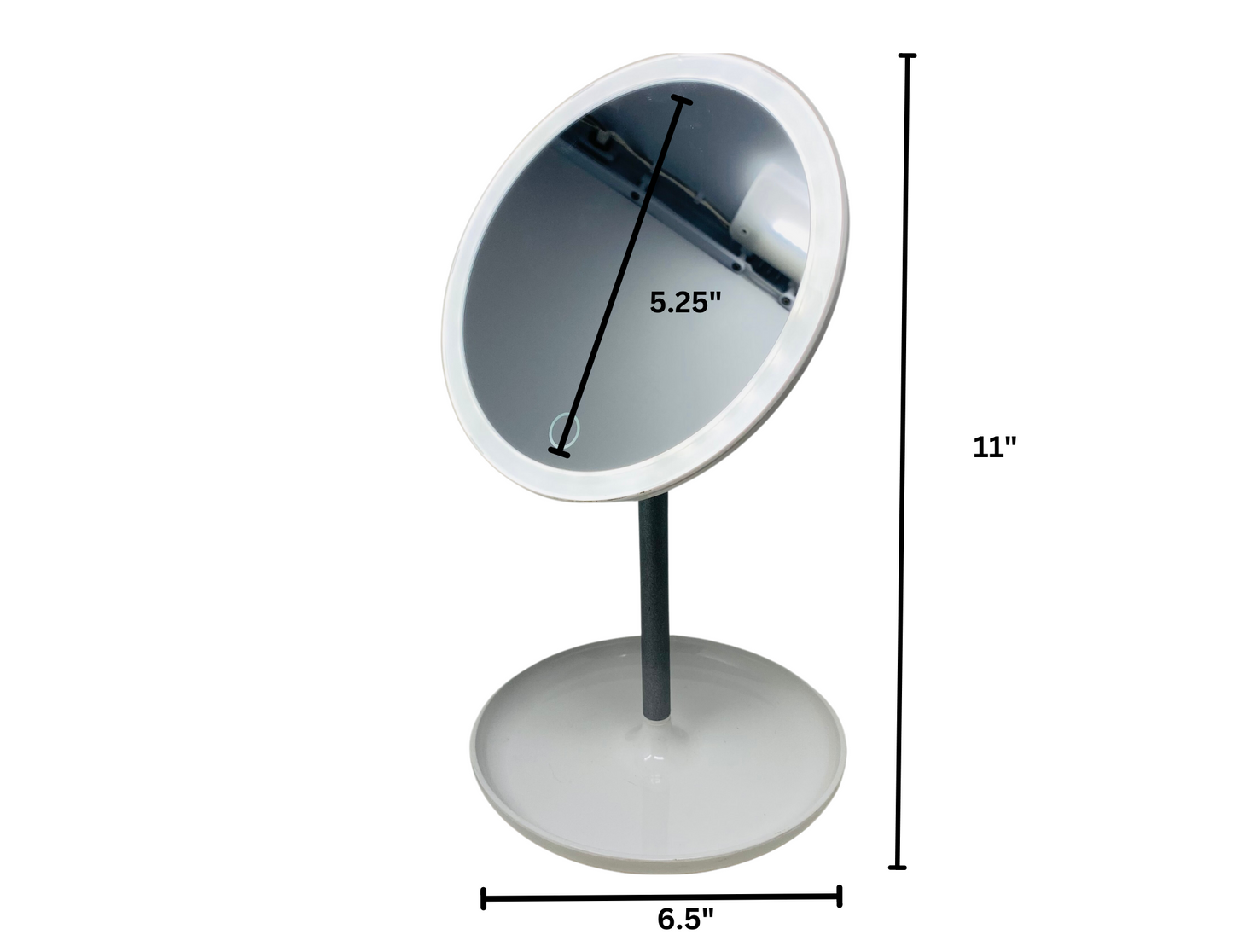 CLEARANCE 1X White LED Table Top Mirror (11"H x 5.25"D) - OXCLR02-011