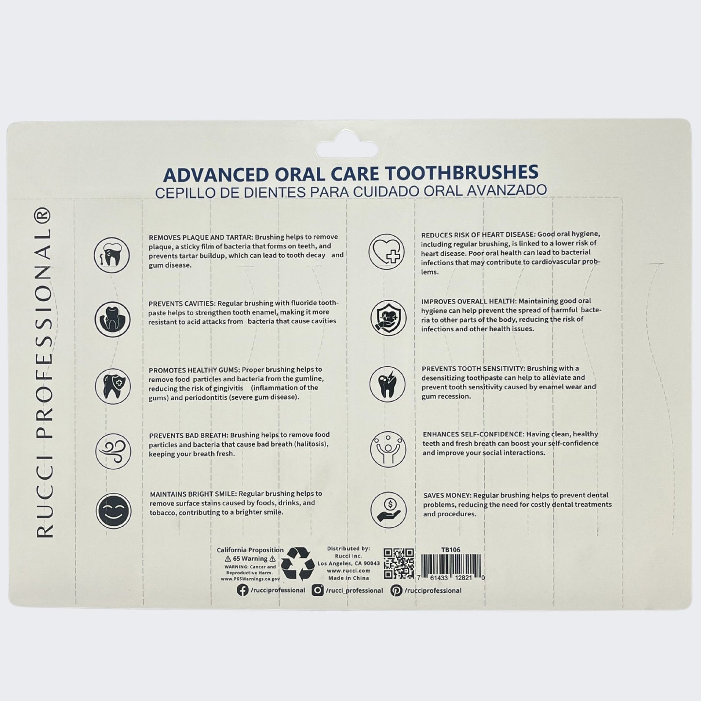 TB106 Rucci Advanced Oral Care Toothbrushes 10 Pack