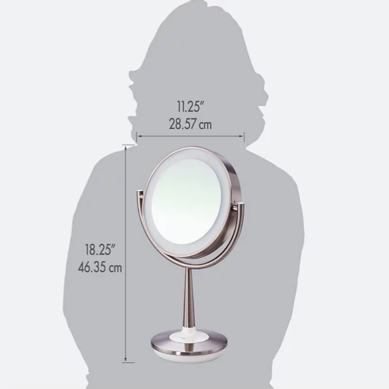 Brookstone Cordless Makeup Mirror with Illuminated 1x and 10x Magnification Plus Night Light