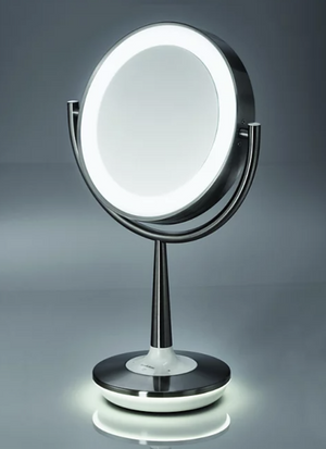 Brookstone Cordless Makeup Mirror with Illuminated 1x and 10x Magnification Plus Night Light