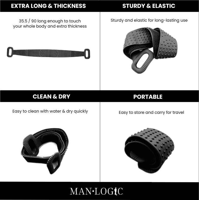 Manlogic Back Scrubber Shower Soft Silicone Bath Body Brush