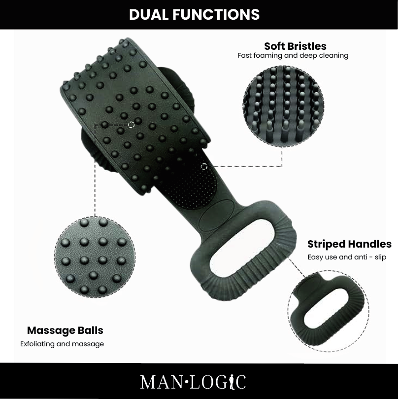 Manlogic Back Scrubber Shower Soft Silicone Bath Body Brush