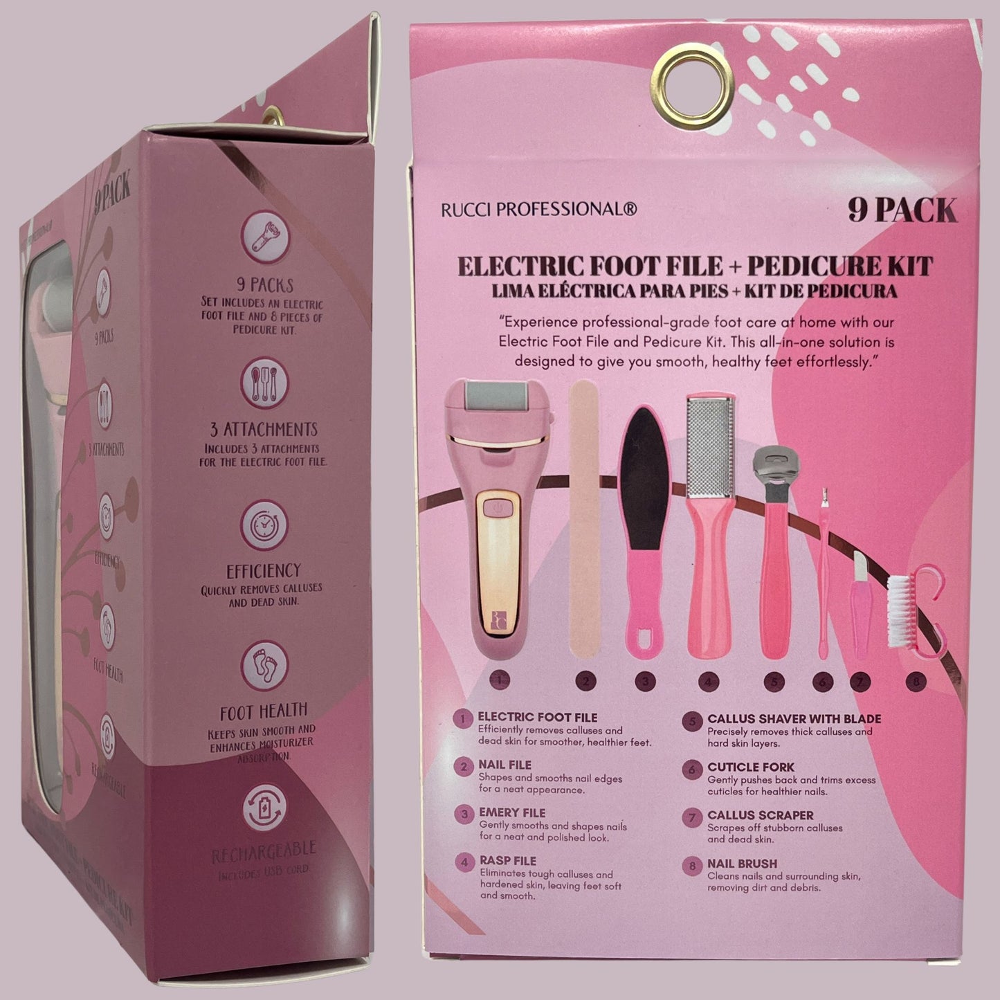 Rucci Professional Electric Foot File + Pedicure Kit