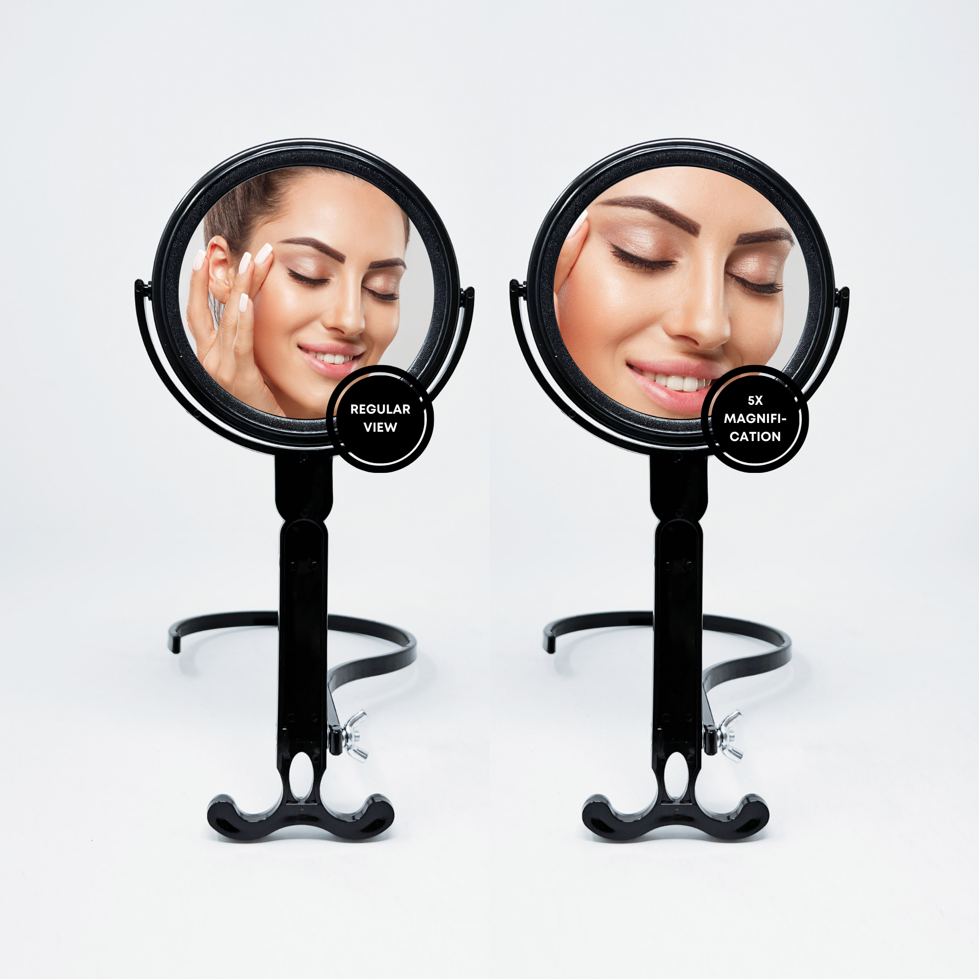 1X/5X Magnifying Double-Sided Black Plastic Neck Mirror