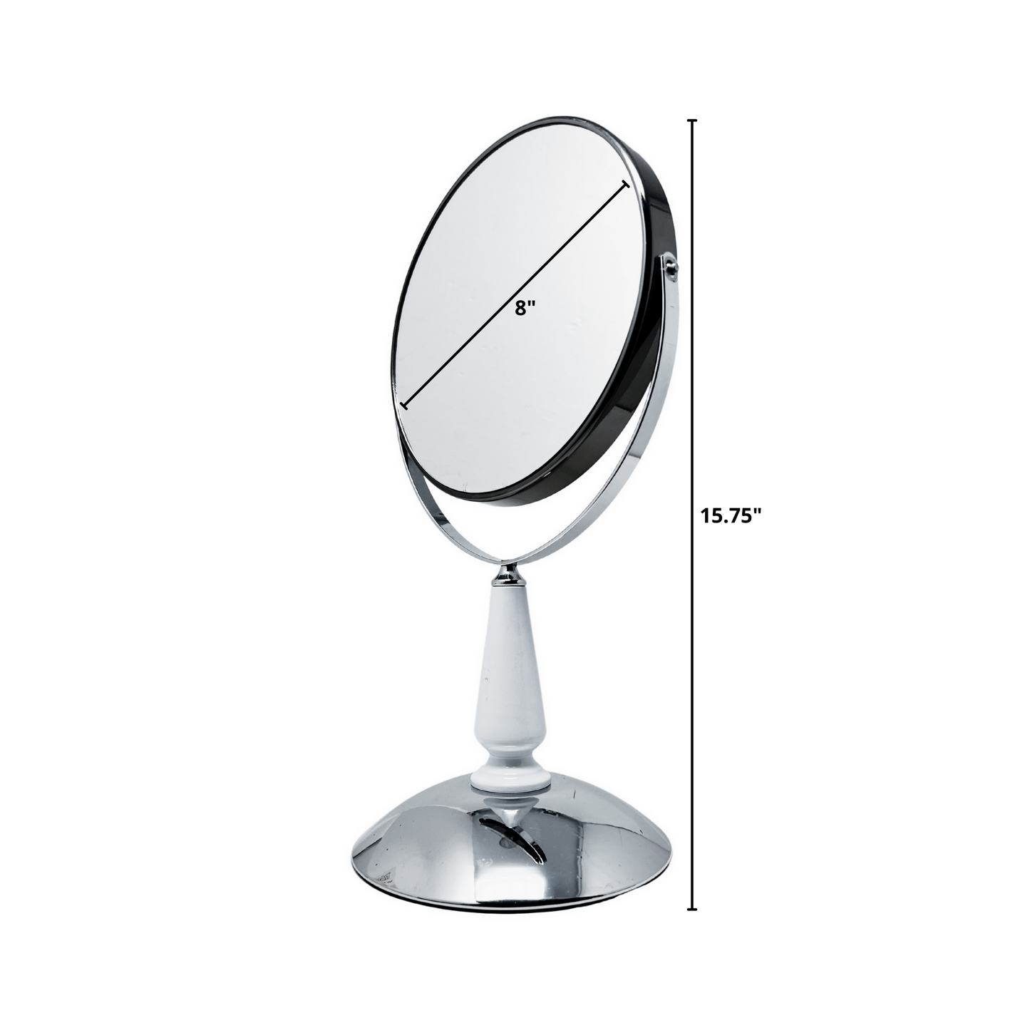 CLEARANCE SALE 1X/5X Magnifying Double-Sided Silver Tabletop Mirror (8"D x 15.75"H)- CL66