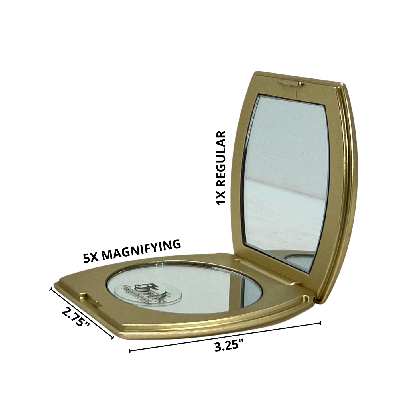 1X/5X Magnifying Double-Sided Gold/Silver Arcuate Compact Mirror (CM303)