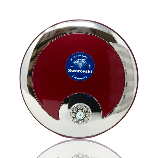 1X/3X Magnifying Double-Sided Red Swarovski Compact Mirror (CM307/R)