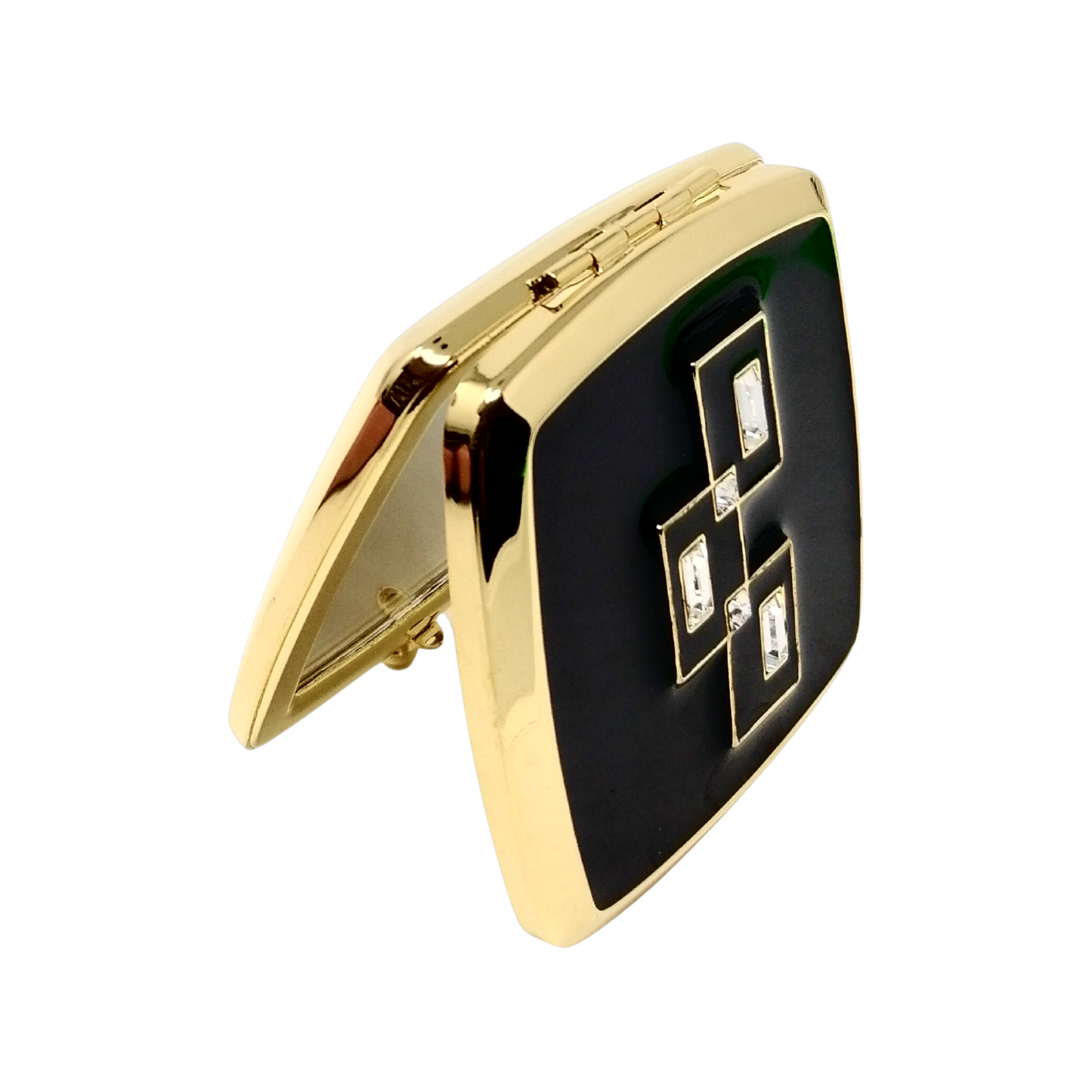 1X/2X Magnifying Double-Sided Gold/Silver Square with Diamonds Compact Mirror (CM767, CM768)