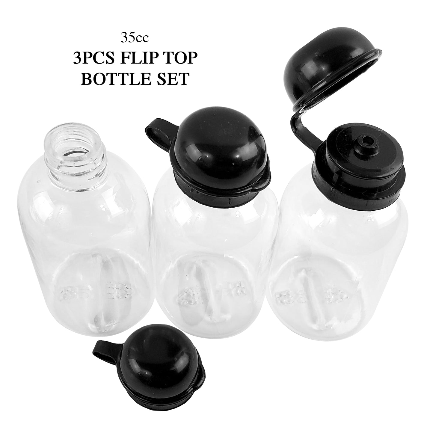 3 Piece 35cc Fliptop Bottle Set (D106)