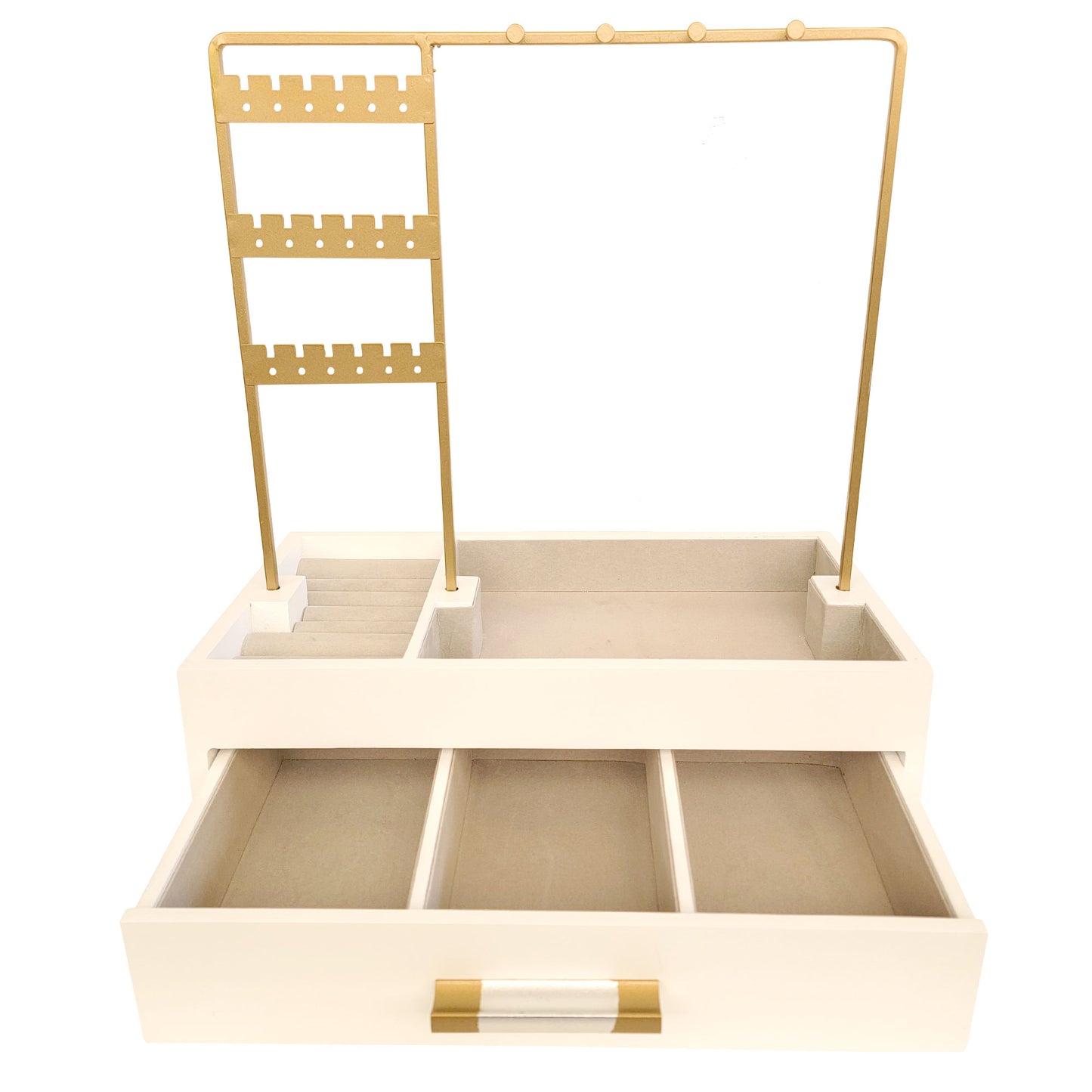 Jewelry Box/Organizer with Stud Holes & Hooks for Necklaces, Earrings, Bracelets, Watches, Rings and Anklets (12" x 15")