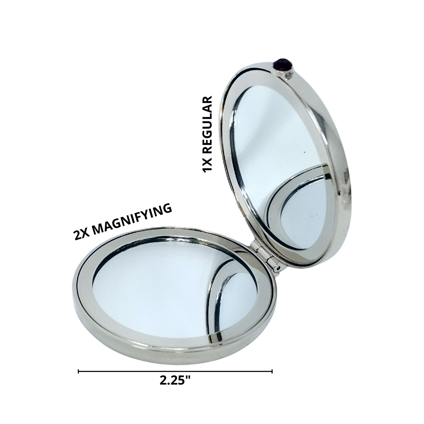 1X/2X Magnifying Double-Sided Purple Diamond Compact Mirror (JP21)