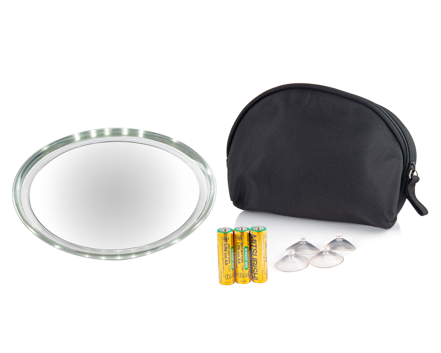 Acrylic Frame Oval Counter-top Magnifying Mirror with Travel Pouch (M882)