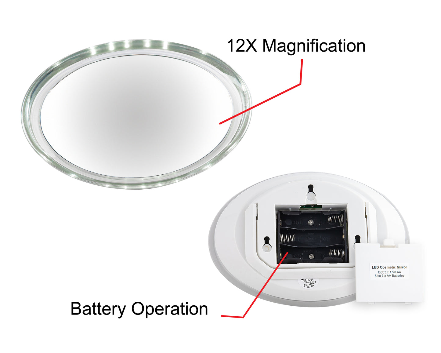 Acrylic Frame Oval Counter-top Magnifying Mirror with Travel Pouch (M882)